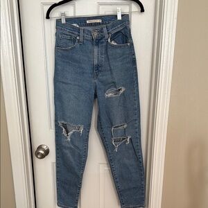 Levi’s Distressed Blue High Waisted Mom Jeans